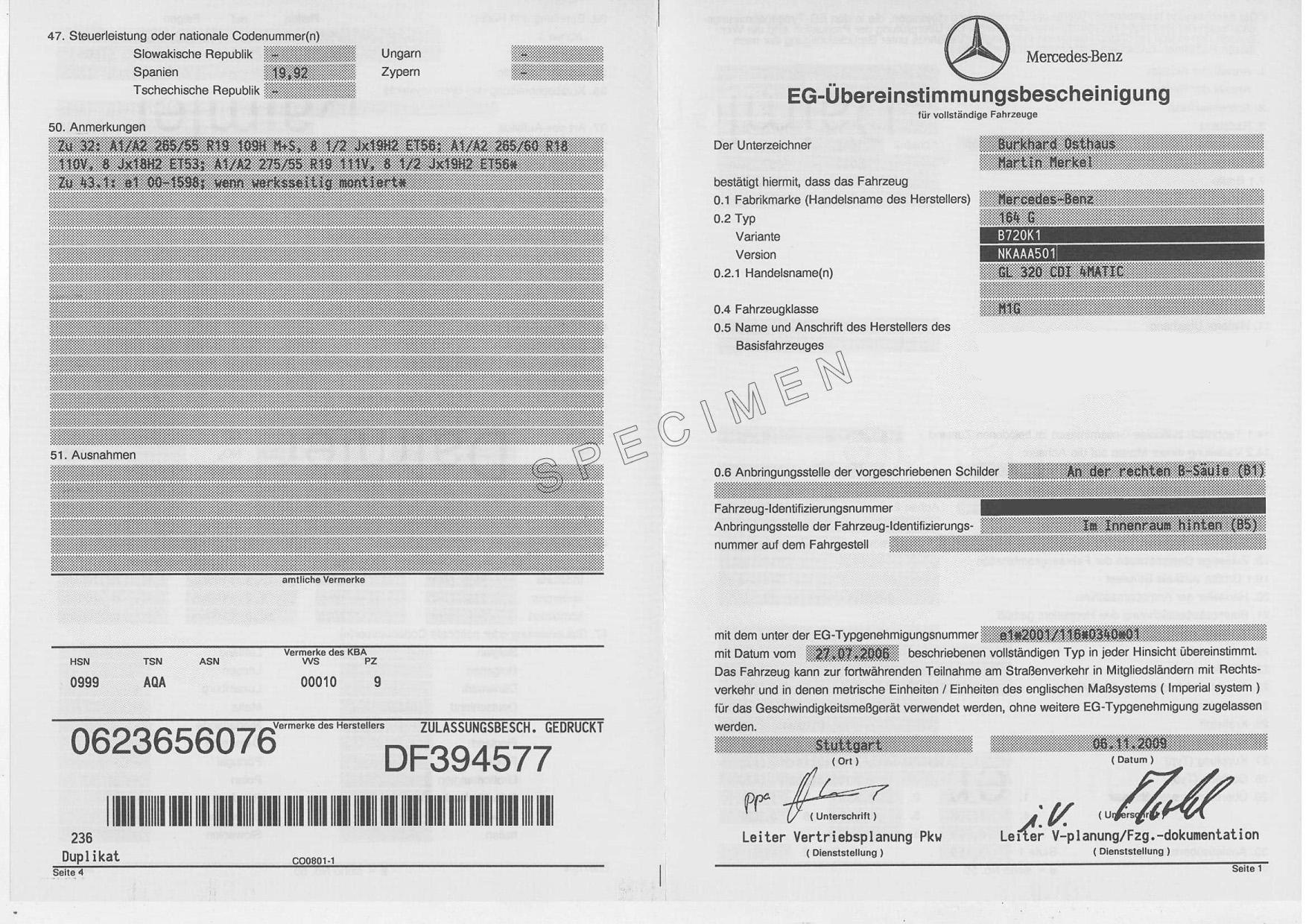 Obtenir un certificat de conformité européen pour une Mercedes-Benz